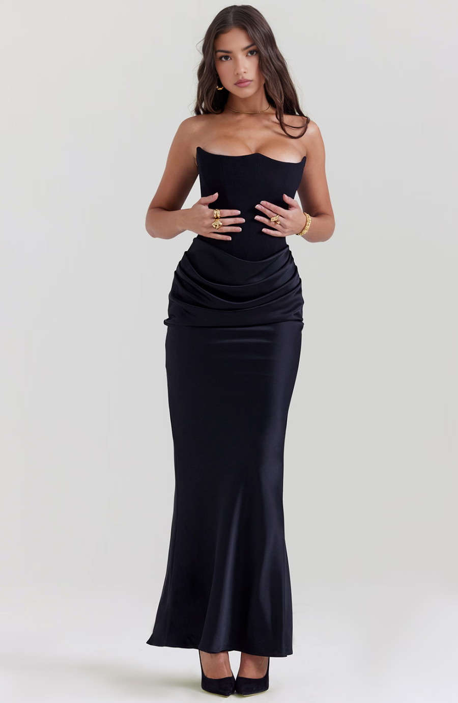 Vivian - Elegant Strapless Maxi Dress Timeless Grace with a Bold Touch