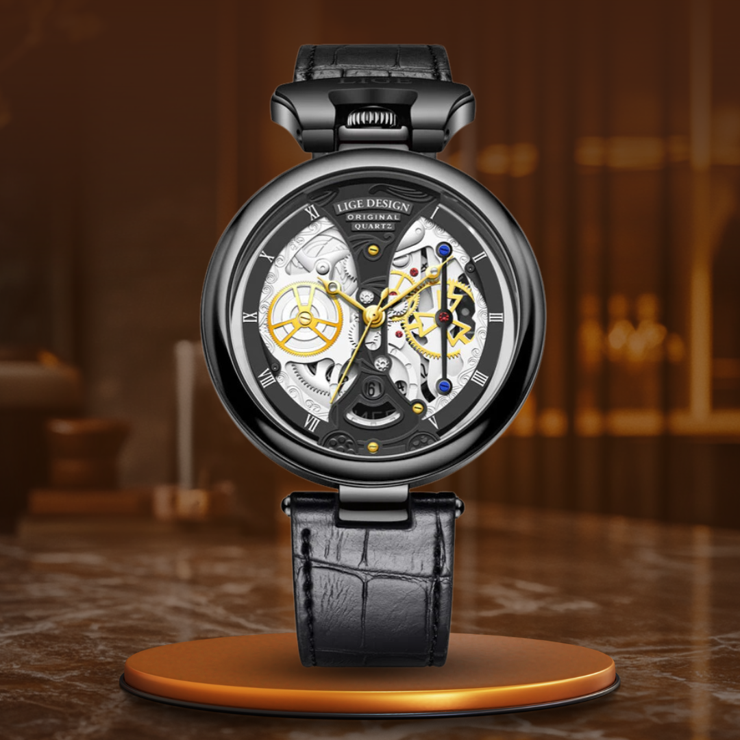 Fashionable men's watch with flat case