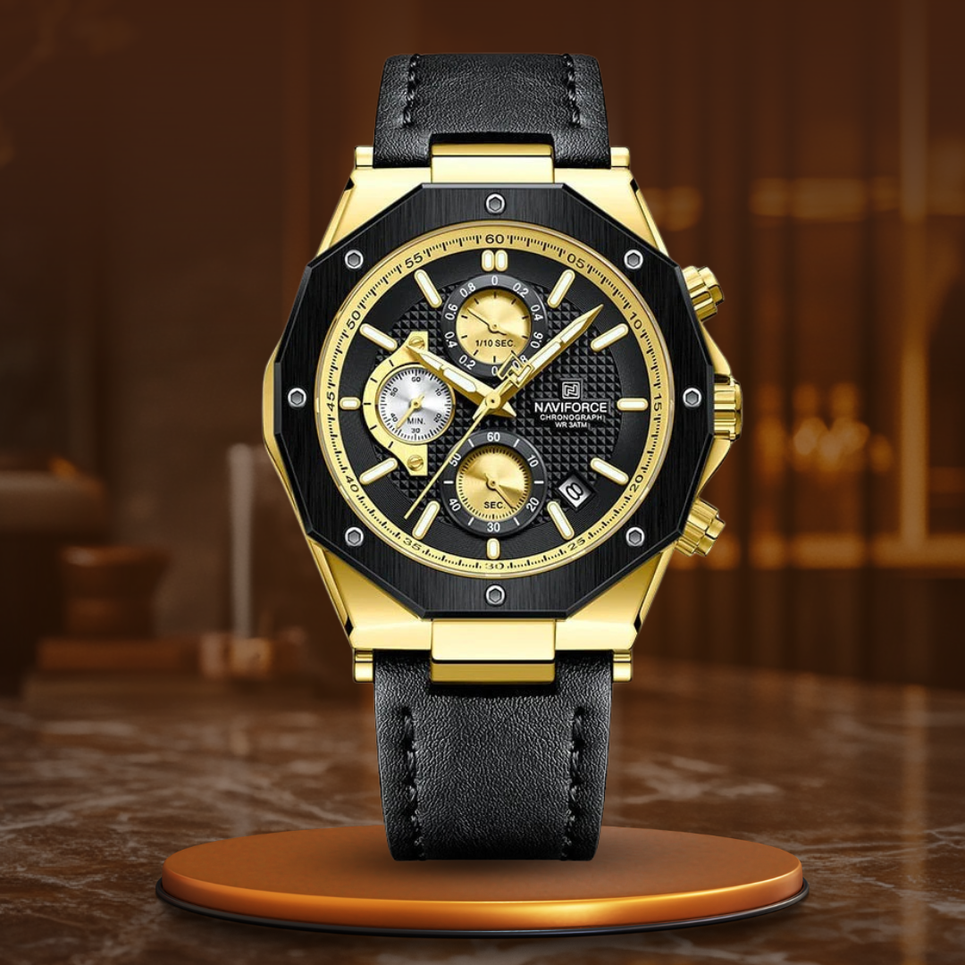 Fashionable leather chronograph watches