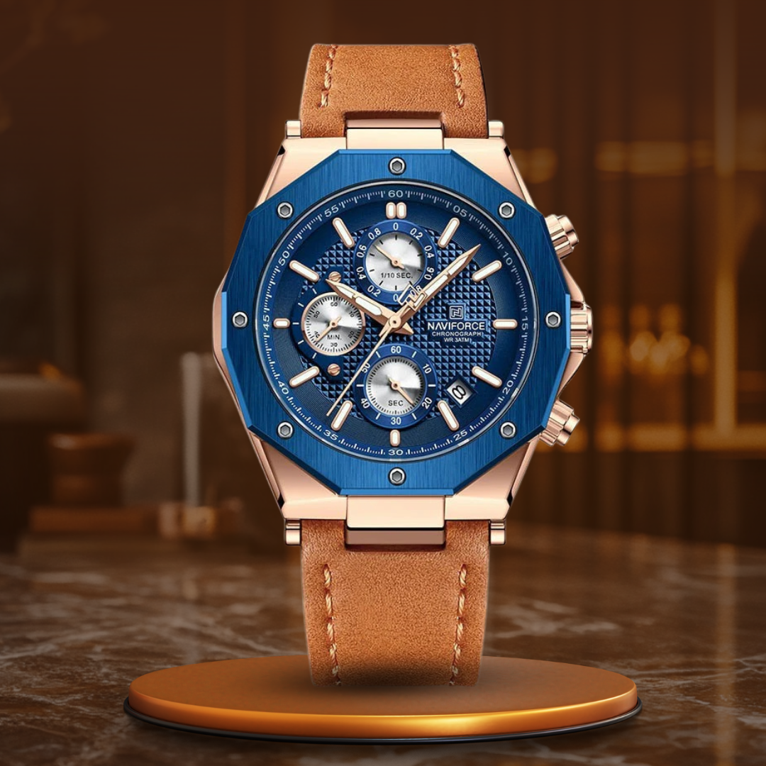 Fashionable leather chronograph watches