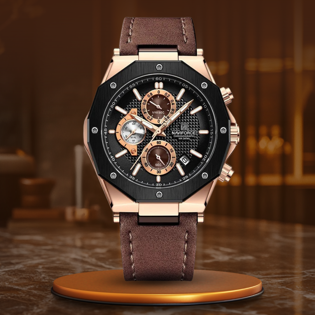 Fashionable leather chronograph watches