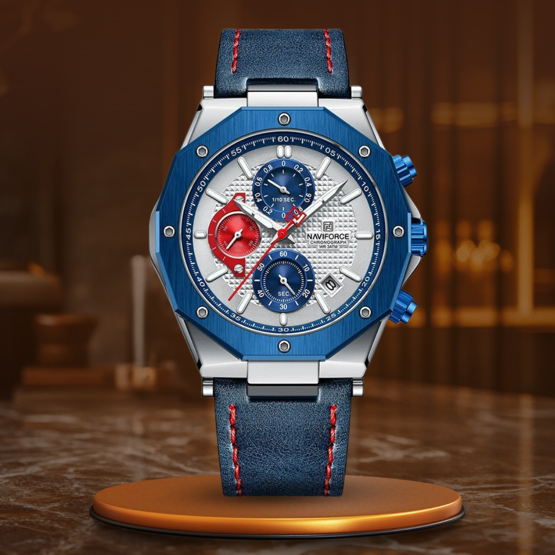 Fashionable leather chronograph watches