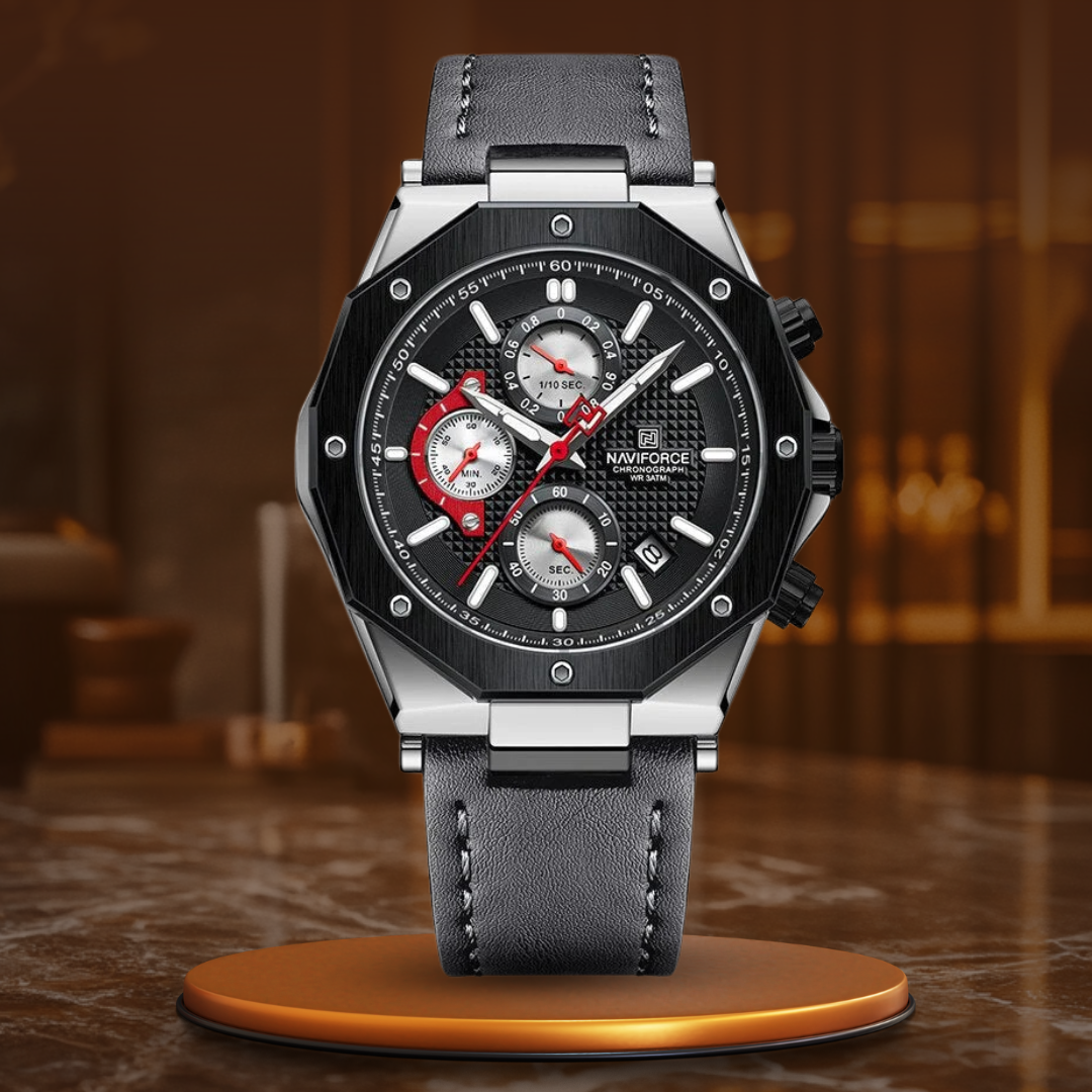 Fashionable leather chronograph watches