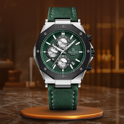 Fashionable leather chronograph watches