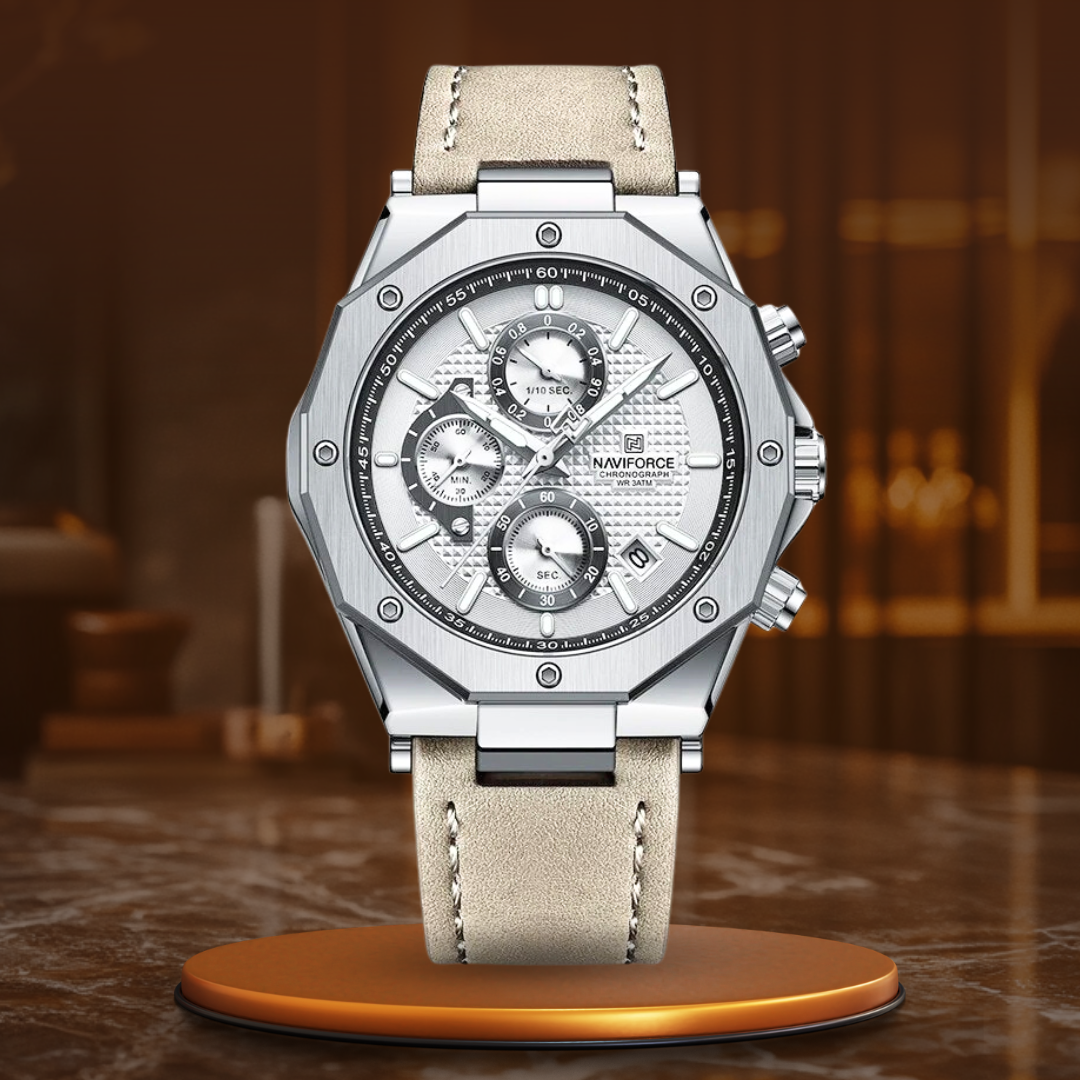 Fashionable leather chronograph watches