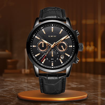 Fashionable leather military watch