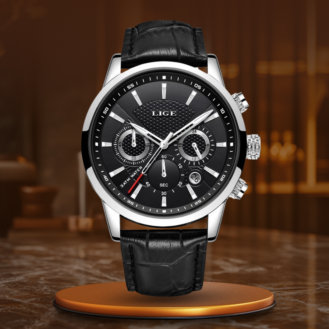 Fashionable leather military watch