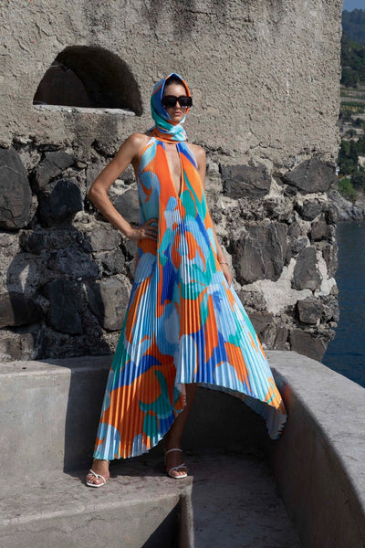 Ruby - Sultry Halter Pleated Maxi Dress