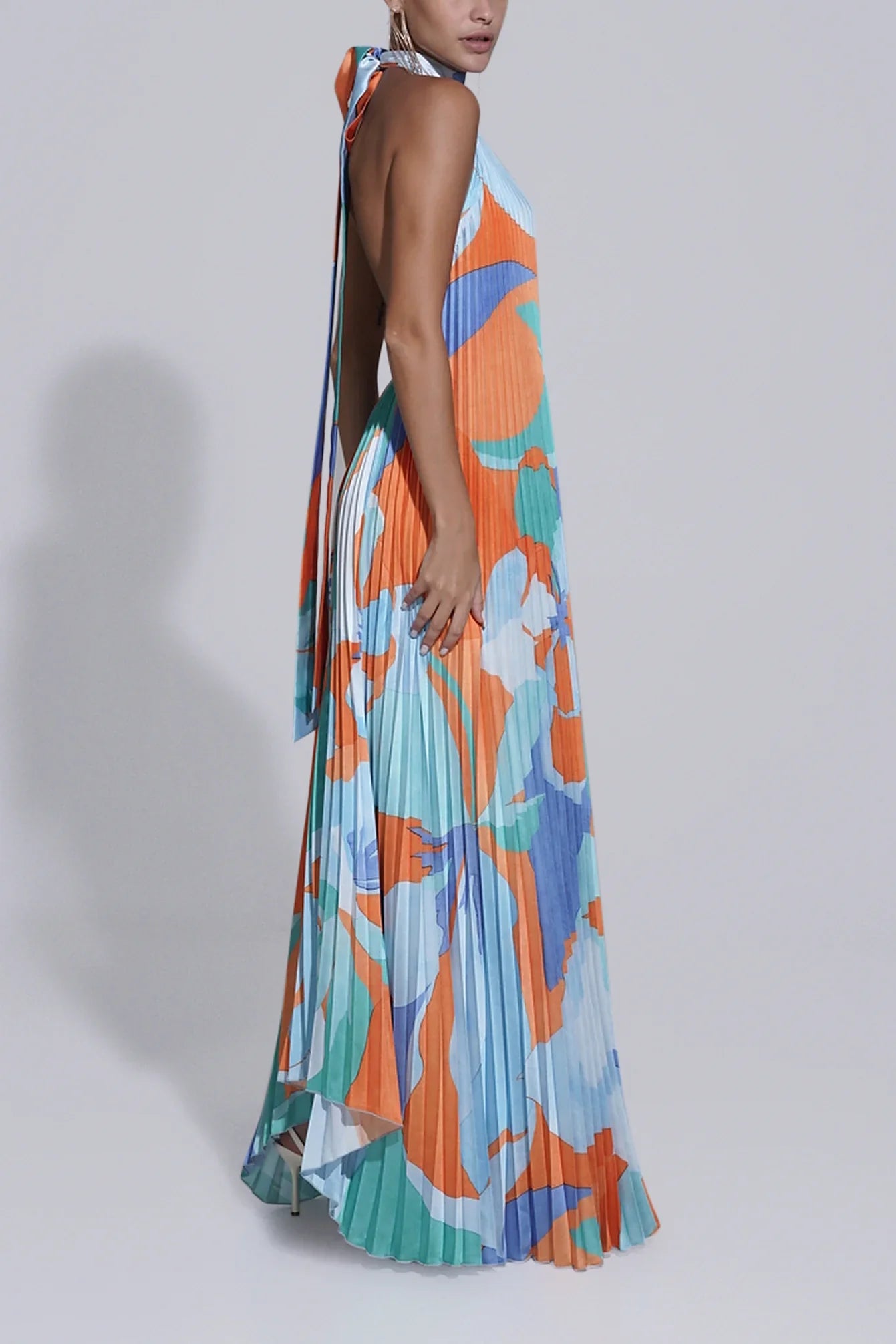 Ruby - Sultry Halter Pleated Maxi Dress