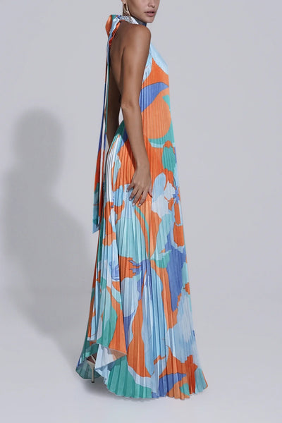 Ruby - Sultry Halter Pleated Maxi Dress