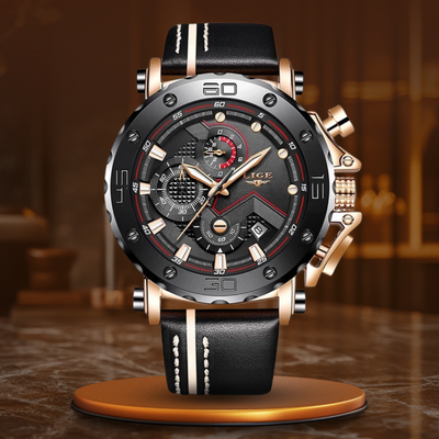 Luxurious stainless steel military watch with quartz movement