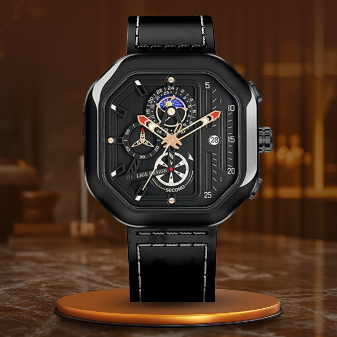 Luxury waterproof quartz chronograph watch