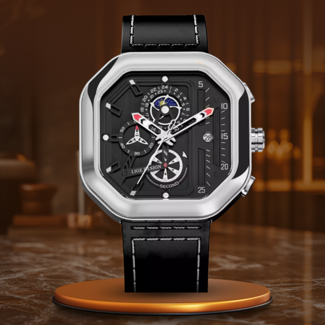 Luxury waterproof quartz chronograph watch