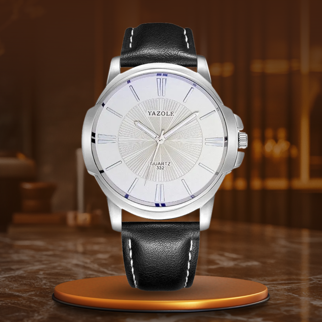 Luxury wristwatch made of blue glass and leather