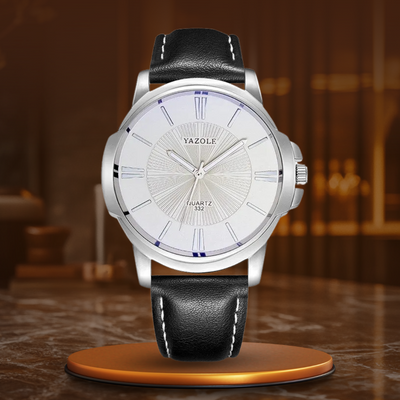 Luxury wristwatch made of blue glass and leather