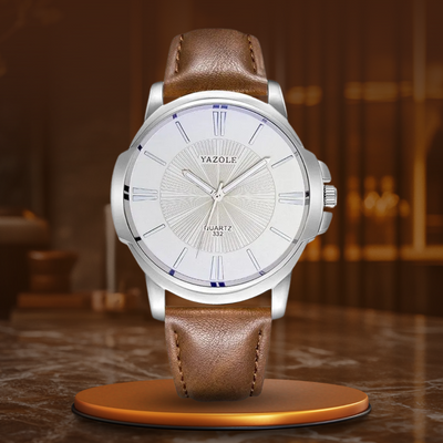 Luxury wristwatch made of blue glass and leather