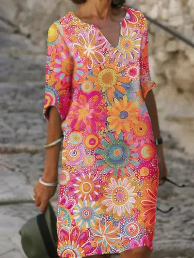 Daisy Floral Dress in Vibrant Colors