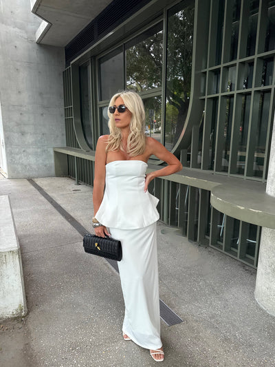 Serena - Elegant Strapless Maxi Dress Graceful Simplicity with Timeless Charm