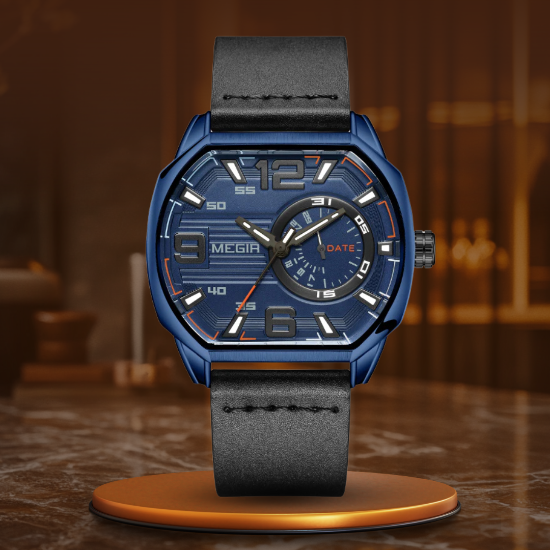 premium leather sports watch