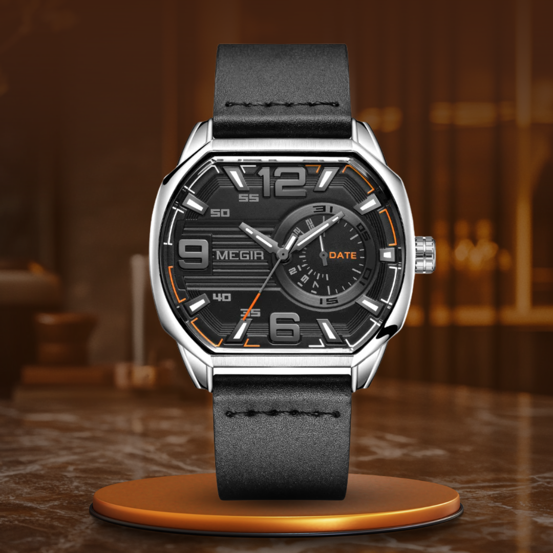 premium leather sports watch