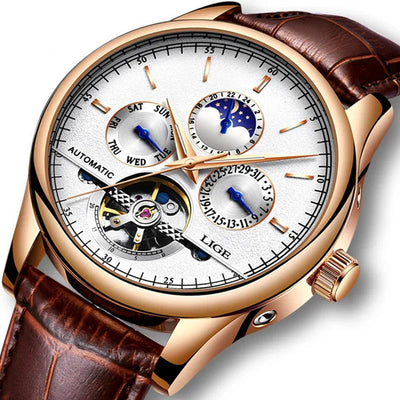 automatic watch with mechanical tourbillon