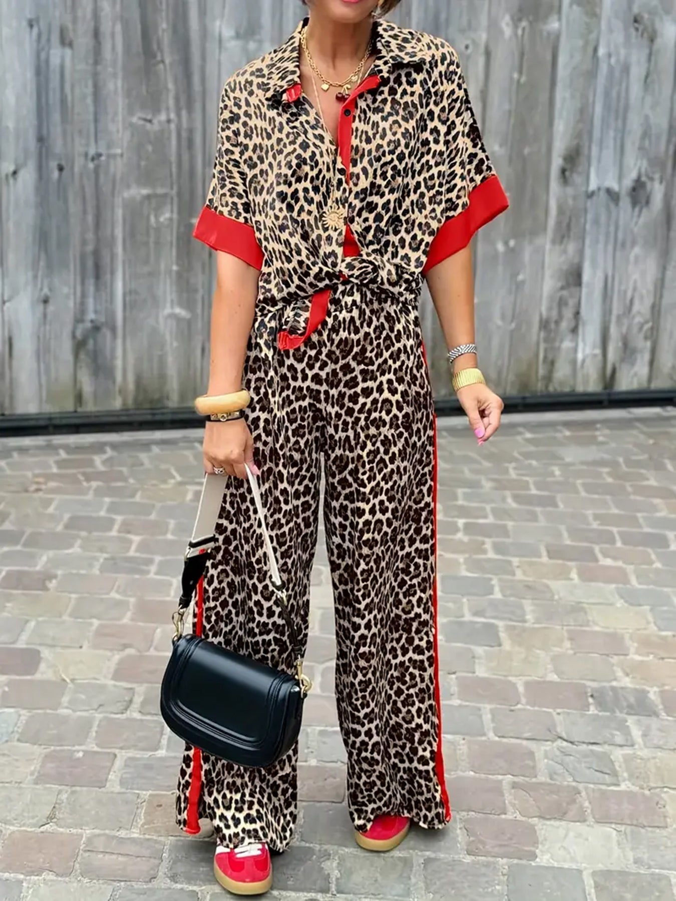 Chiara ™ - Leopard Print Set with Wide Leg Pants