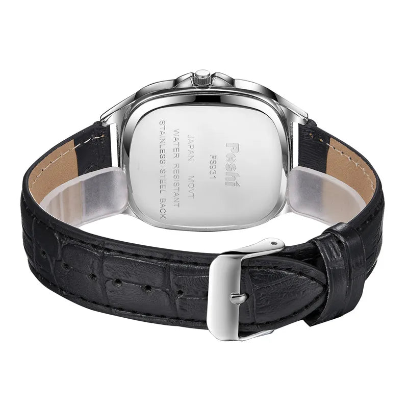 Fashionable quartz watch with leather strap