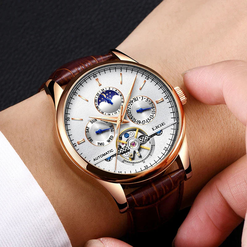 automatic watch with mechanical tourbillon