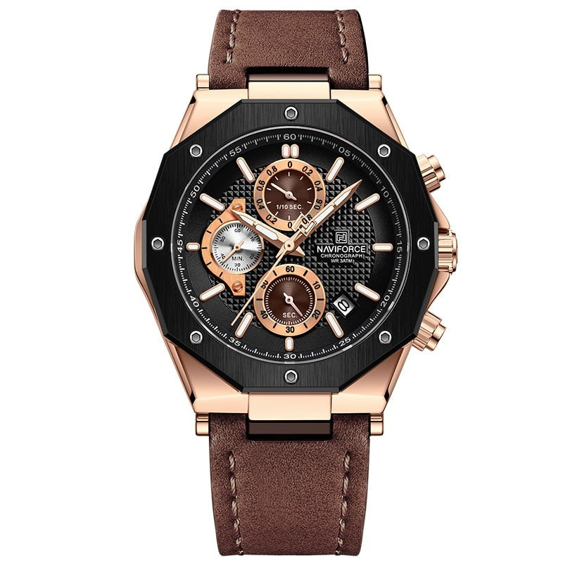 Fashionable leather chronograph watches