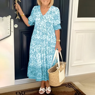ALEXIS - Elegant Floral Dress with V-Neck