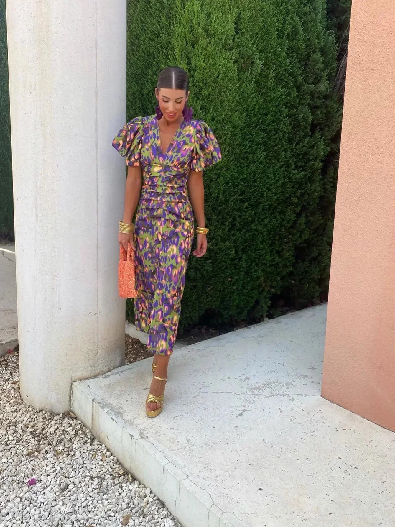 Vivien - Bold Print Midi Dress