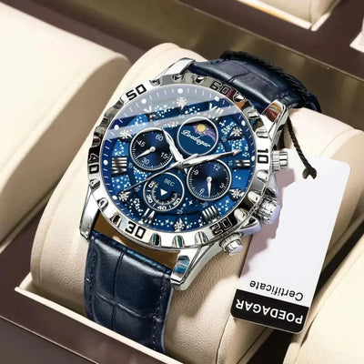 luxury chronograph watch with metal bracelet