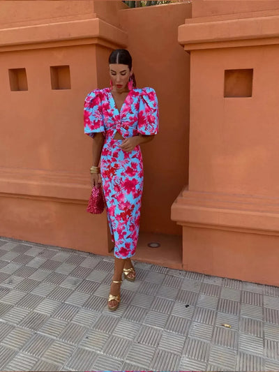 Vivien - Bold Print Midi Dress