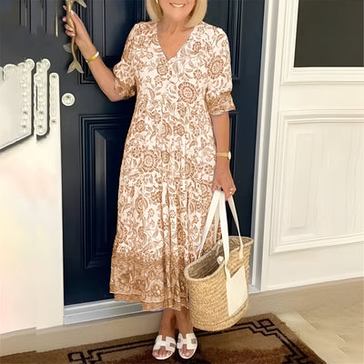 ALEXIS - Elegant Floral Dress with V-Neck
