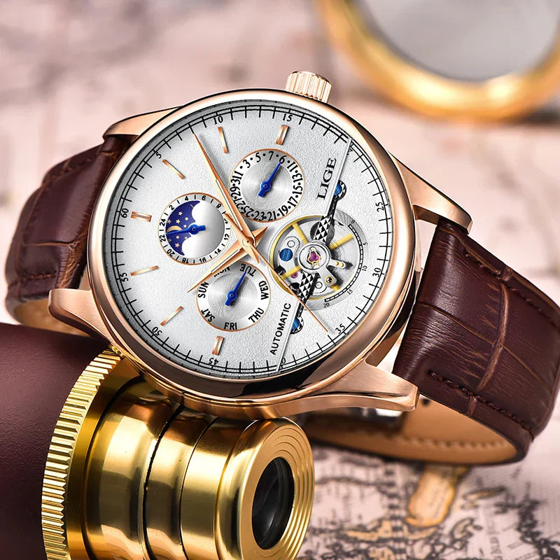 automatic watch with mechanical tourbillon