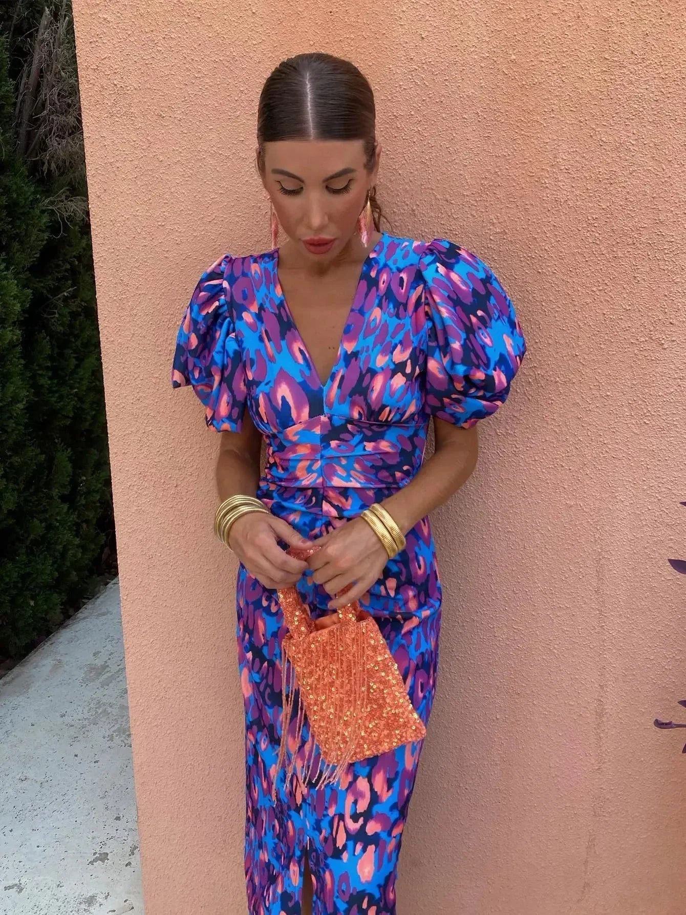 Vivien - Bold Print Midi Dress