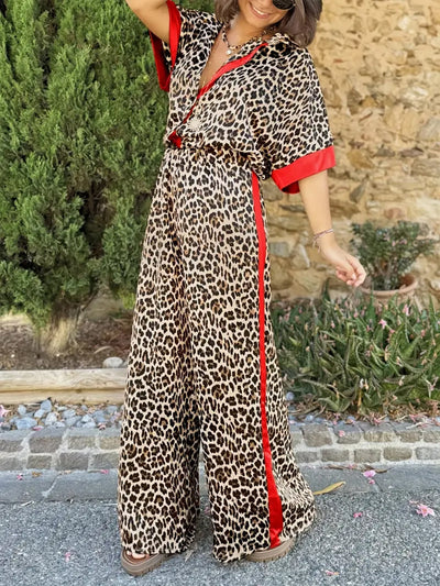Chiara ™ - Leopard Print Set with Wide Leg Pants