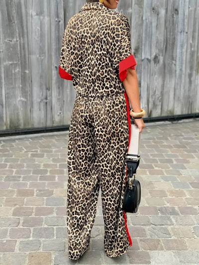 Chiara ™ - Leopard Print Set with Wide Leg Pants