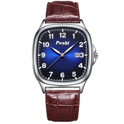 Fashionable quartz watch with leather strap