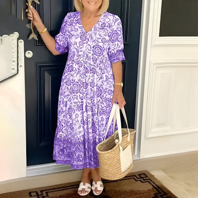 ALEXIS - Elegant Floral Dress with V-Neck