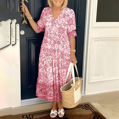 ALEXIS - Elegant Floral Dress with V-Neck