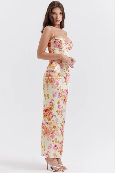 Isla – Floral High-Waisted Midi Dress