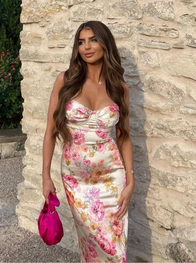 Isla – Floral High-Waisted Midi Dress