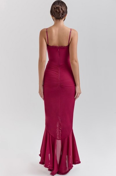 Evelyn - Glamorous Ruffled Midi Dress Drama and Elegance in Every Detail