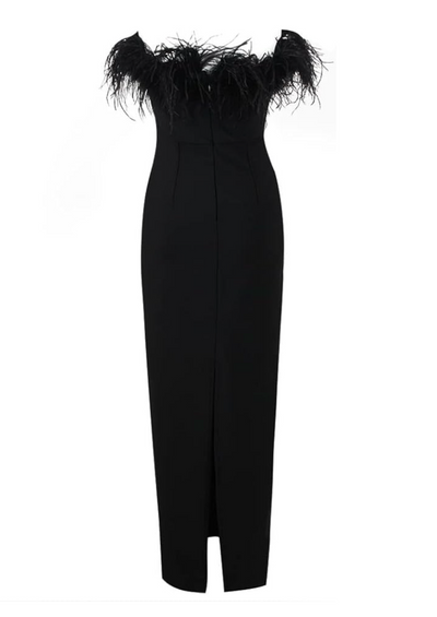 Joanna – Feather-Elegant Maxi Dress