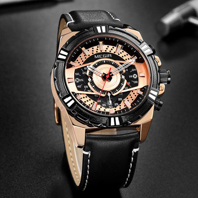 Luxury Quartz Chronograph Military Sport Leather Watch