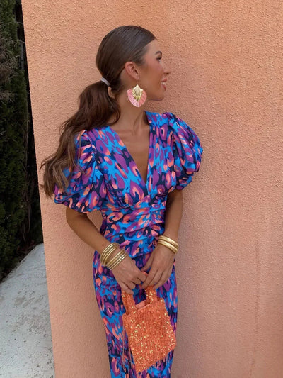 Vivien - Bold Print Midi Dress