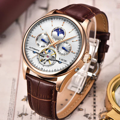 automatic watch with mechanical tourbillon