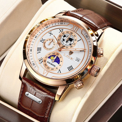 premium leather chronograph watch