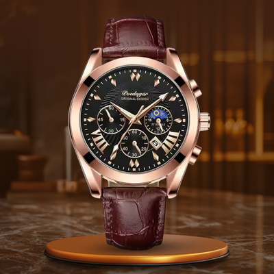 Elegant luxury watch with leather strap